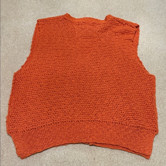 Orange Knit Button-Up Sweater Vest - Picture 5 of 9